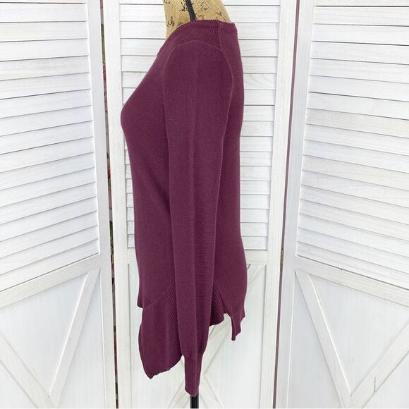 The Limited Sweater Asymmetrical Hem Pullover Tunic Maroon Size Small - Picture 2 of 12